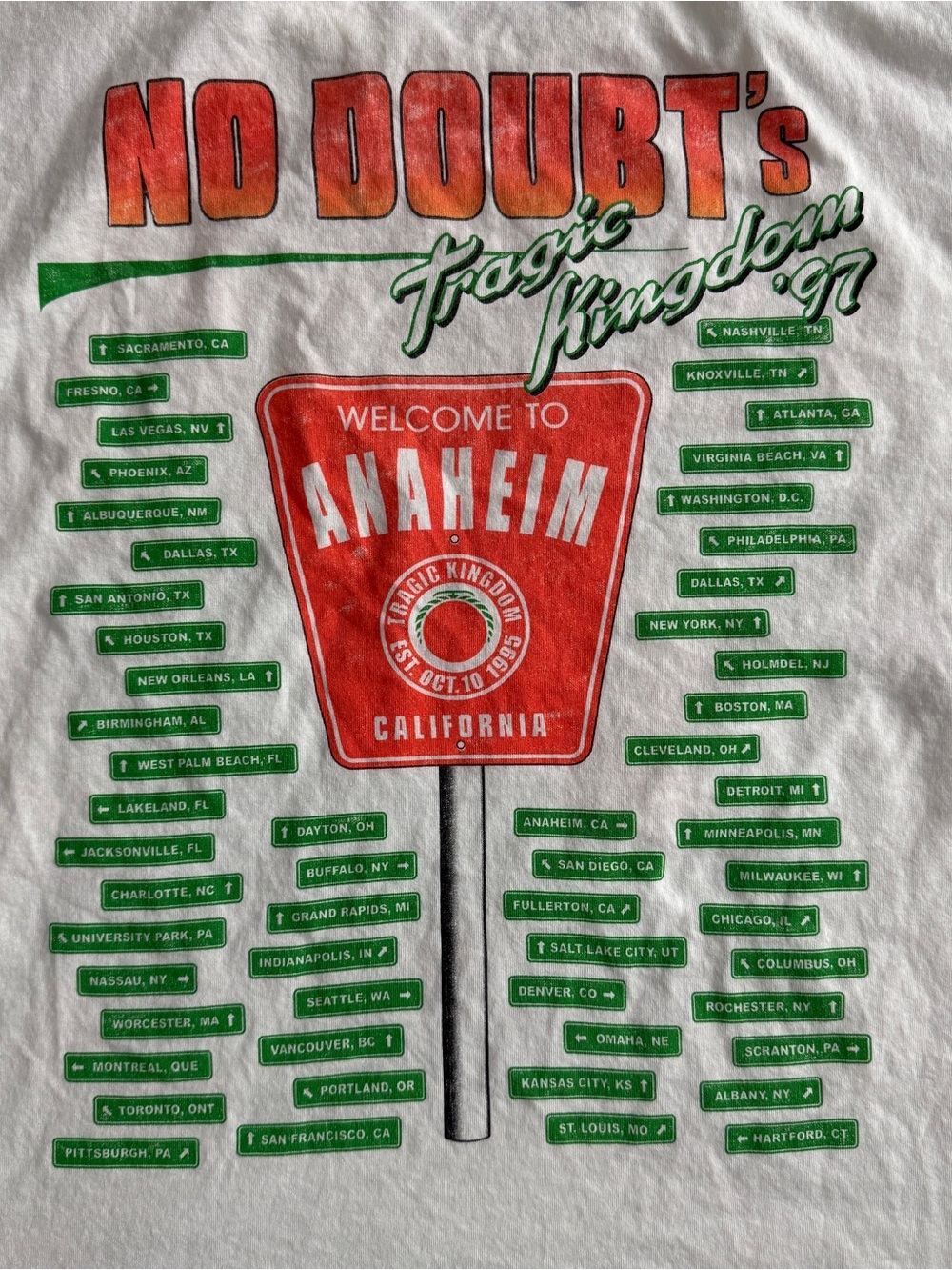 No Doubt Tragic Kingdom Tour ’97 Graphic T Shirt White Oversized 22” x 25.5” - Picture 4 of 8